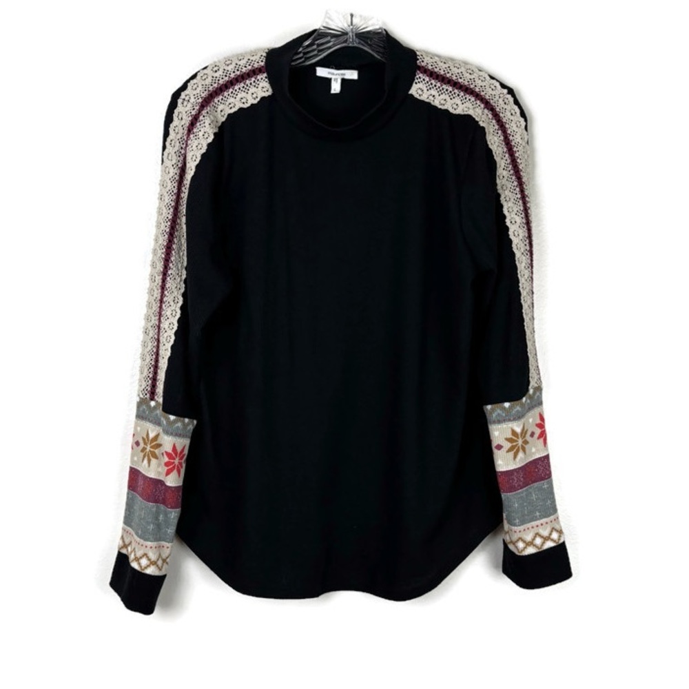 Maurices Lace Eyelet Doily Patchwork Snowflake Long Sleeve Pullover Sweater Top